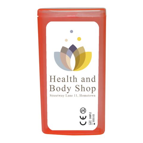 Werbeartikel mykit, first aid, kit, festival, party – transparent rot – mit Logo bedruckt