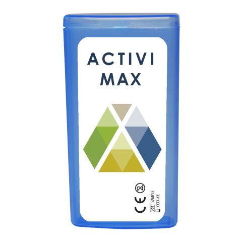 Werbeartikel MiniKit Erste-Hilfe – transparent blau – mit Logo bedruckt