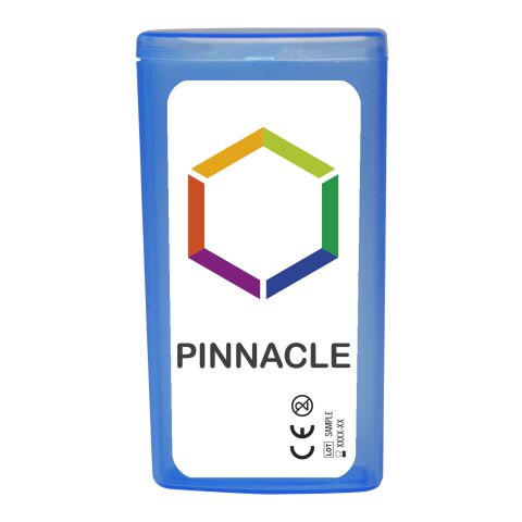 Werbeartikel MiniKit Pflaster – transparent blau – mit Logo bedruckt
