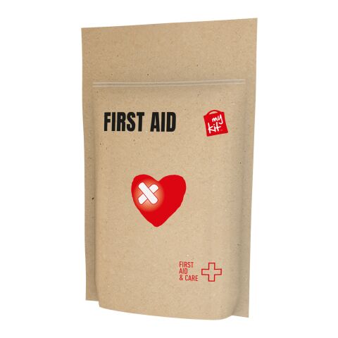 Werbeartikel MiniKit Erste-Hilfe in Papierhülle – kraftpapier – mit Logo bedruckt
