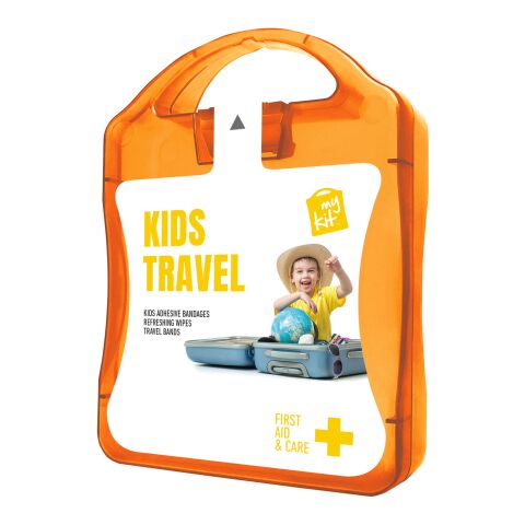 Werbeartikel MyKit Kinderreiseset – transparent orange – mit Logo bedruckt
