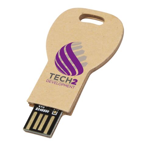 Werbeartikel Schlüssel USB-Stick 2.0 aus recyceltem Papier – Kraftpapier – mit Logo bedruckt