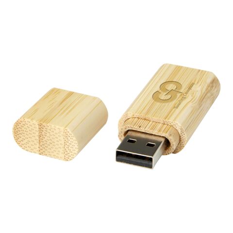 Nachhaltiger Werbeartikel USB-Stick 2.0 aus Bambus mit Schlüsselanhänger – natural – mit Logo bedruckt
