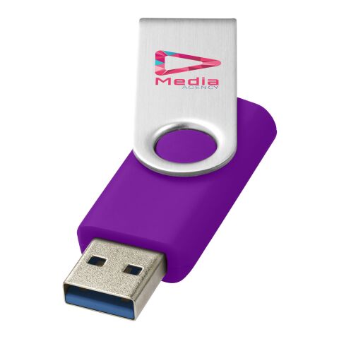 Werbeartikel Rotate-basic USB-Stick 3.0 – lila – mit Logo bedruckt als schneller Datenspeicher für das IT-Mitarbeiter-Onboarding