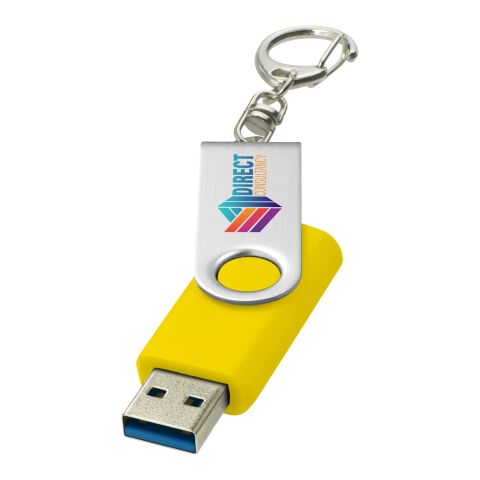 Werbeartikel Rotate USB-Stick – gelb – mit Logo bedruckt – schneller Datentransfer USB 3.0 mit Schlüsselanhänger für Büro & Homeoffice