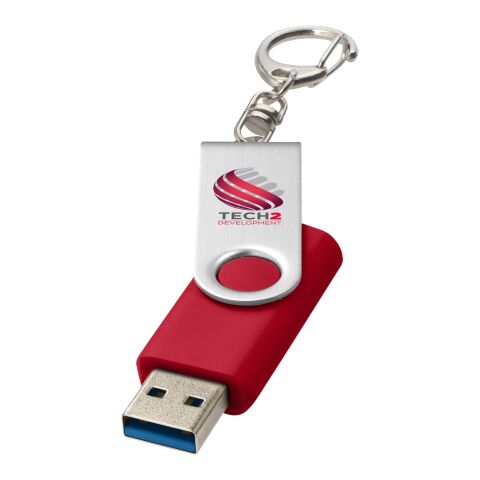Werbeartikel Rotate USB-Stick – rot – mit Logo bedruckt USB 3.0 mit Schlüsselanhänger für Büro & Homeoffice