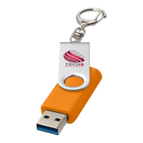 Werbeartikel Rotate USB-Stick 3.0 mit Schlüsselanhänger – orange – mit Logo bedruckt für IT-Messen