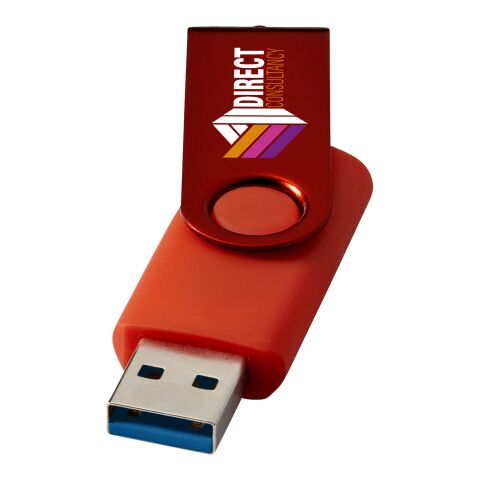 Werbeartikel Rotate USB-Stick 3.0 aus Metall – hellrot – mit Logo bedruckt