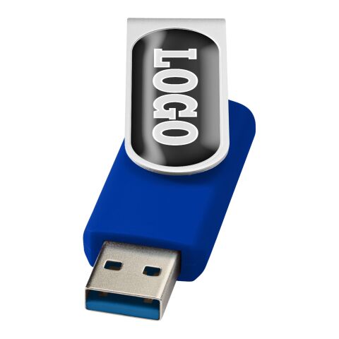 Werbeartikel Rotate USB-Stick 3.0 – royalblau – mit Logo bedruckt, 3D-Doming-Effekt, schnelle Datenübertragung, für IT-Messen