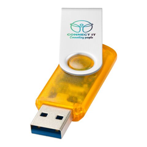 Werbeartikel Rotate USB-Stick 3.0 transparent – orange – mit Logo bedruckt