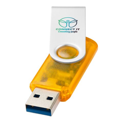 Werbeartikel Rotate USB-Stick 3.0 transparent – orange – mit Logo bedruckt