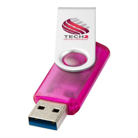 Werbeartikel Rotate USB-Stick 3.0 transparent – rosa – mit Logo bedruckt