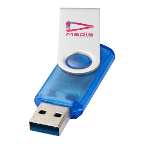 Werbeartikel Rotate USB-Stick 3.0 transparent – blau – mit Logo bedruckt
