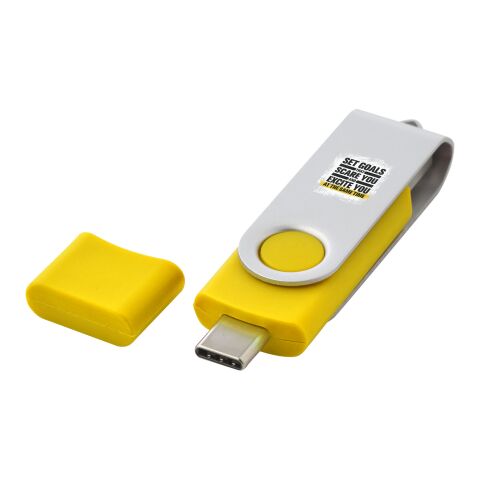 Werbeartikel OTG USB-Stick Typ-C – gelb – mit Logo bedruckt für Büro & Homeoffice tragbarer Speicher