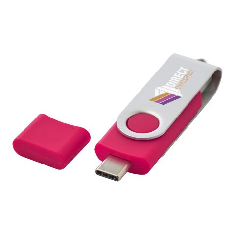 Werbeartikel OTG Rotate USB Typ-C Stick – magenta – mit Logo bedruckt