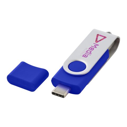 Werbeartikel OTG Rotate USB Typ-C Stick – blau – mit Logo bedruckt