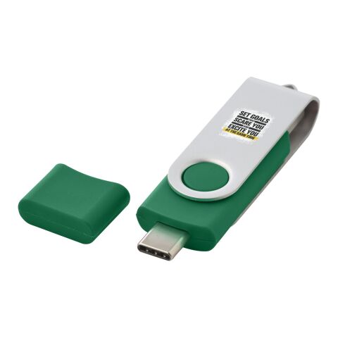 Werbeartikel OTG Rotate USB Typ-C Stick – grün – mit Logo bedruckt als tragbare Speicherlösung für Smartphones und Büro