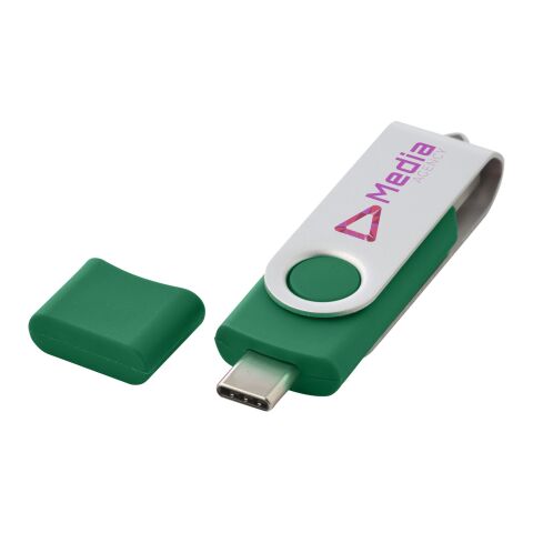 Werbeartikel OTG Rotate USB Typ-C Stick – grün – mit Logo bedruckt