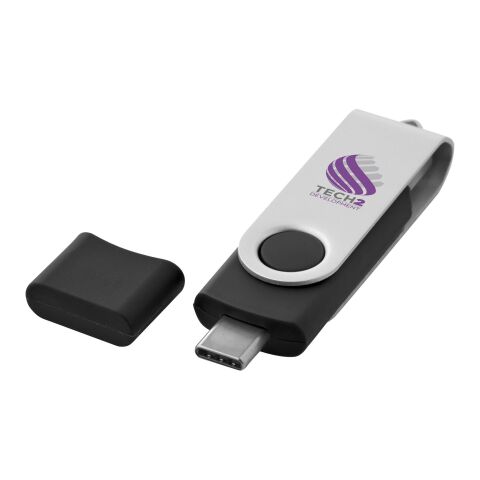 Mitarbeitergeschenk OTG Rotate USB-Stick Typ-C – schwarz – mit Logo bedruckt für Büro & Homeoffice