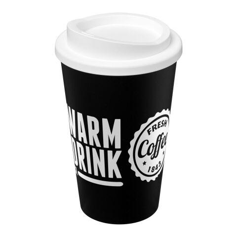 Werbeartikel Americano 350 ml Isolierbecher – schwarz-transparent – mit Logo bedruckt