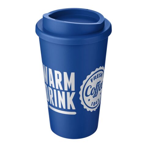 Werbeartikel 350 ml Americano Isolierbecher, doppelwandiger Coffee-to-go-Becher Made in UK – mittelblau – mit Logo bedruckt