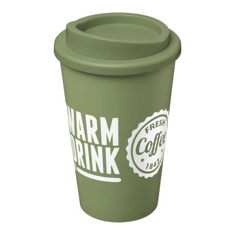 Werbeartikel 350 ml Americano Isolierbecher, doppelwandiger Coffee-to-go-Becher Made in UK – heather grün – mit Logo bedruckt