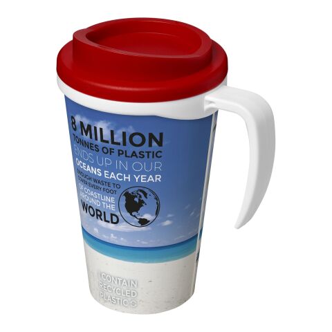 Werbeartikel Brite-Americano Grande 350 ml Kaffeebecher mit Griff & Full-Color Rundum-Design – transparent-rot – mit Logo bedruckt