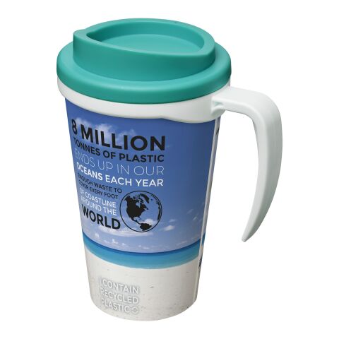 Werbeartikel Brite-Ameriano Grande 350 ml Isolierbecher – weiß-aquablau – mit Logo bedruckt