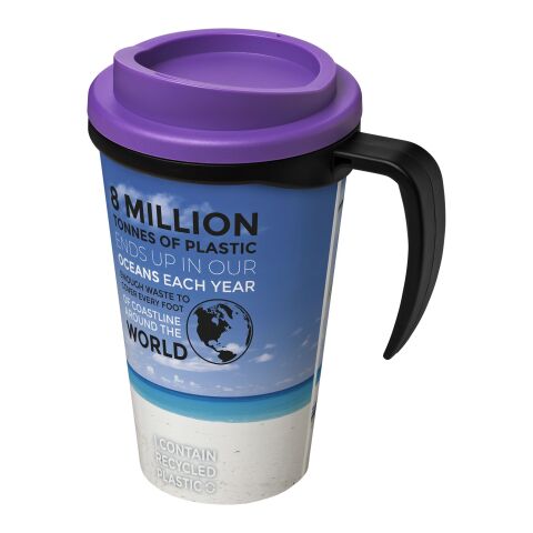 Werbeartikel Brite-Ameriano Grande 350 ml Isolierbecher – schwarz-lila – mit Logo bedruckt