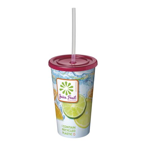 Brite-Americano® 350 ml doppelwandiger Stadium Becher magenta | In Mould Labeling | rundum | 236 mm x 132 mm