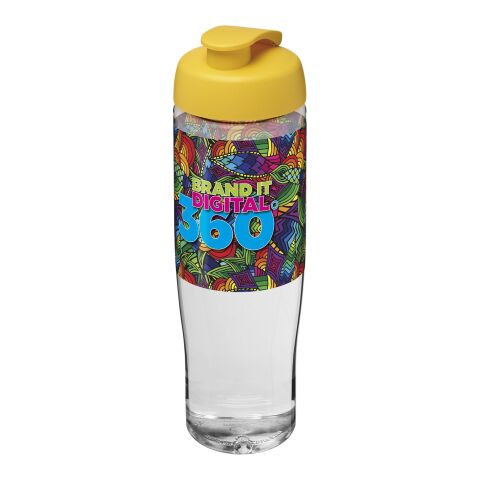 Werbeartikel H2O Tempo 700 ml Sportflasche mit Klappdeckel – transparent-gelb – mit Logo bedruckt