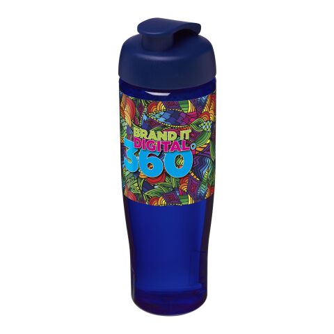 Werbeartikel H2O Tempo 700 ml Sportflasche schlankes Design mit Klappdeckel auslaufsicher & recycelbar Made in UK – blau – mit Logo bedruckt