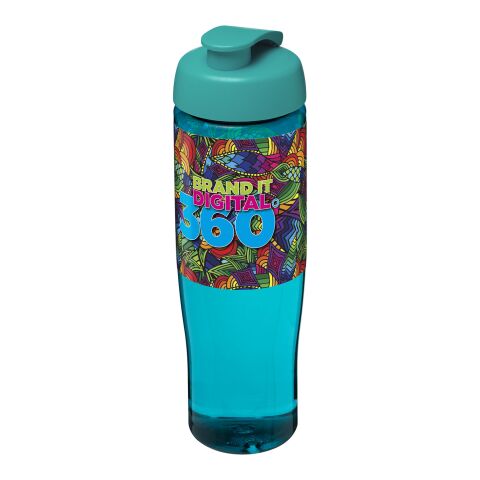 Werbeartikel H2O Tempo 700 ml Sportflasche schlankes Design mit Klappdeckel auslaufsicher & recycelbar Made in UK – aquablau – mit Logo bedruckt