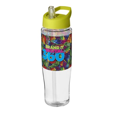 Werbeartikel H2O Tempo 700ml Sportflasche einwandig auslaufsicher mit Ausgussdeckel Made in UK schlankes Design – weiss-limone – mit Logo bedruckt