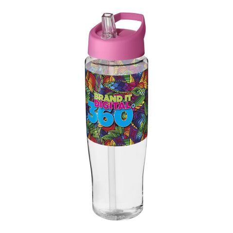 Werbeartikel H2O Tempo 700 ml Sportflasche mit Ausgussdeckel – weiss-rosa – mit Logo bedruckt