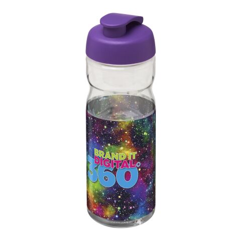 Werbeartikel H2O Base 650 ml Sportflasche mit Klappdeckel – weiss-lila – mit Logo bedruckt