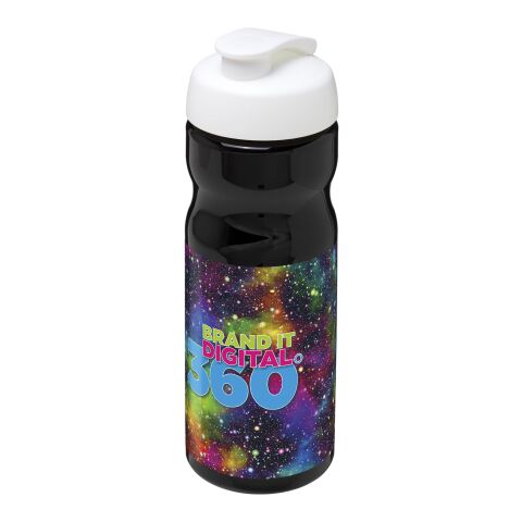 Sport-Werbemittel Sportflasche H2O Base – schwarz-weiss – mit Logo bedruckt 650 ml nachhaltig auslaufsicher für Sportevents & Turniere