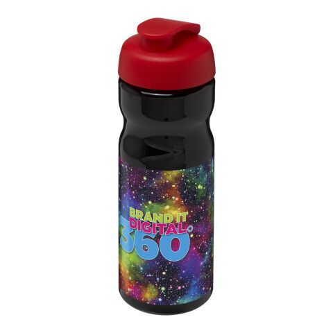 Sport-Werbemittel Sportflasche H2O Base – schwarz-rot – mit Logo bedruckt 650 ml nachhaltig auslaufsicher für Sportevents & Turniere