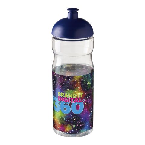 Werbeartikel H2O Base 650 ml Sportflasche ergonomisch mit auslaufsicherem Stülpdeckel & Push-Pull-Tülle – transparent-blau – mit Logo bedruckt