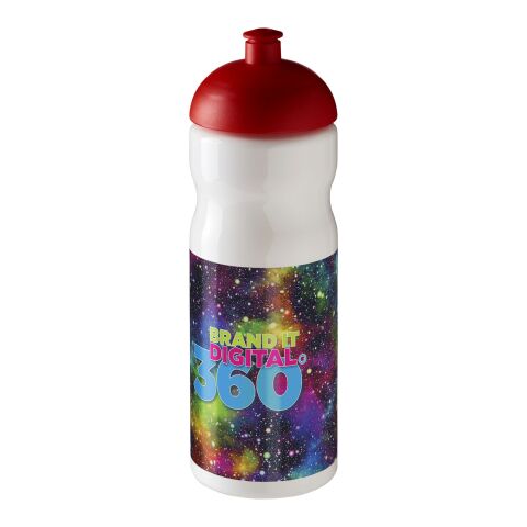 Werbeartikel H2O Base 650 ml Sportflasche ergonomisch mit auslaufsicherem Stülpdeckel & Push-Pull-Tülle – weiß-rot – mit Logo bedruckt