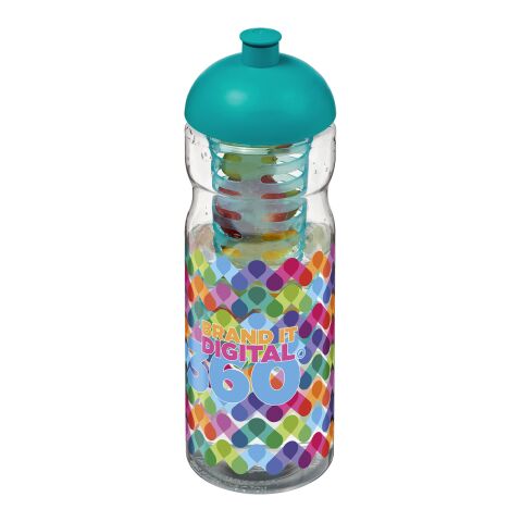 H2O Base® 650 ml Sportflasche mit Stülpdeckel und Infusor weiß-türkisblau | ohne Werbeanbringung | Nicht verfügbar | Nicht verfügbar