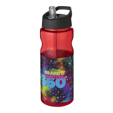 Werbeartikel Sport Trinkflasche 650 ml H2O Base aus recyceltem PET Ausgussdeckel BPA-frei – rot-schwarz – mit Logo bedruckt