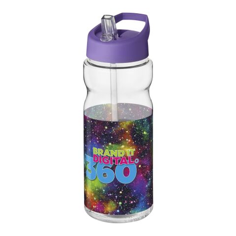 Werbeartikel Sport Trinkflasche 650 ml H2O Base aus recyceltem PET Ausgussdeckel BPA-frei – weiß-lila – mit Logo bedruckt