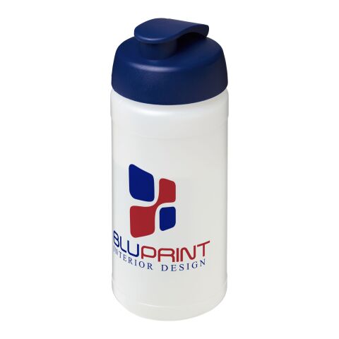 Werbeartikel Baseline Plus 500 ml Sportflasche mit Klappdeckel – transparent-blau – mit Logo bedruckt