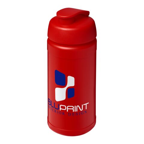 Werbeartikel Sportflasche Baseline Plus 500 ml Kunststoff Klappdeckel auslaufsicher einwandig – rot – mit Logo bedruckt