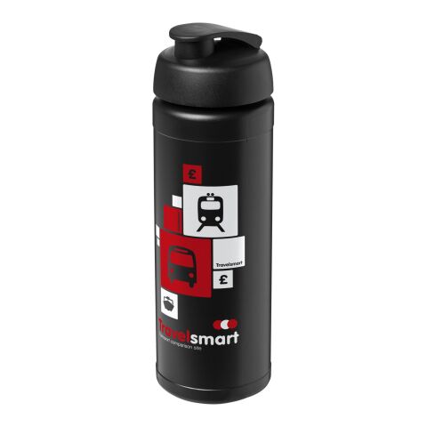 Werbeartikel Baseline Plus Sportflasche 750ml einwandig mit Klappdeckel auslaufsicher Made in UK – schwarz – mit Logo bedruckt