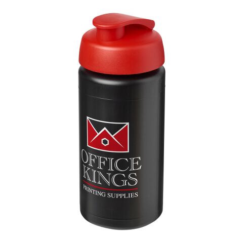 Werbeartikel Baseline Plus grip 500 ml Sportflasche mit Klappdeckel – schwarz-rot – mit Logo bedruckt