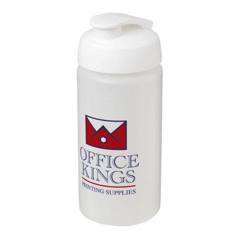 Werbeartikel Baseline Plus grip 500 ml Sportflasche mit Klappdeckel – transparent-weiss