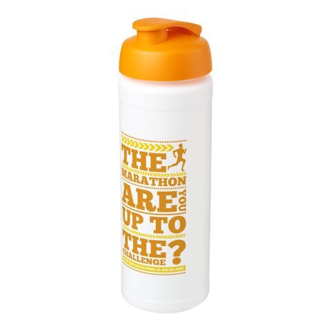 Werbeartikel Plus Grip 750 ml Sportflasche ergonomischer Fingergriff & Klappdeckel auslaufsicher Made in UK – transparent-orange – mit Logo bedruckt