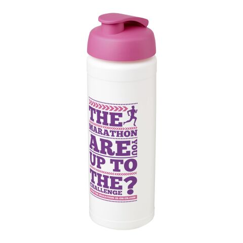 Werbeartikel Plus Grip 750 ml Sportflasche ergonomischer Fingergriff & Klappdeckel auslaufsicher Made in UK – transparent-rosa – mit Logo bedruckt